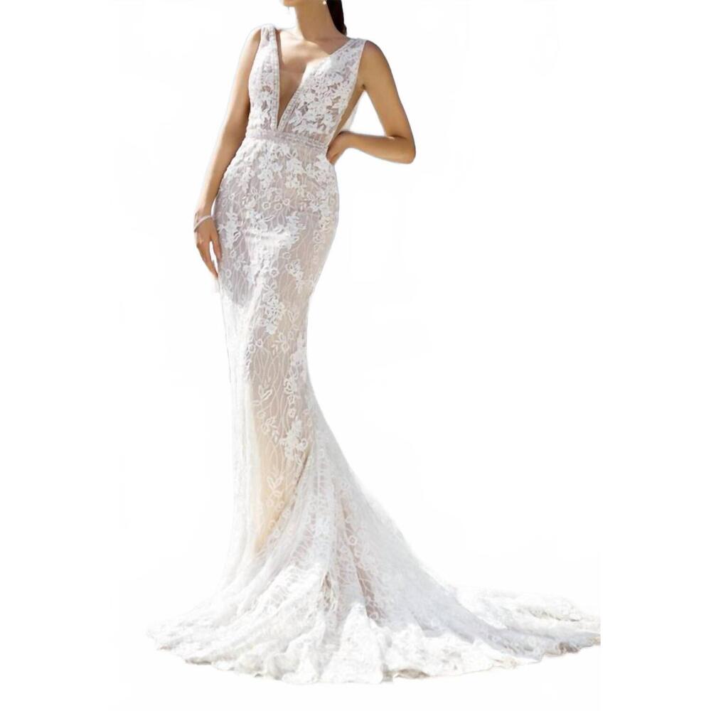 NEW KITTY CHEN COUTURE kylie lace wedding dress in ivory/champagne/tan